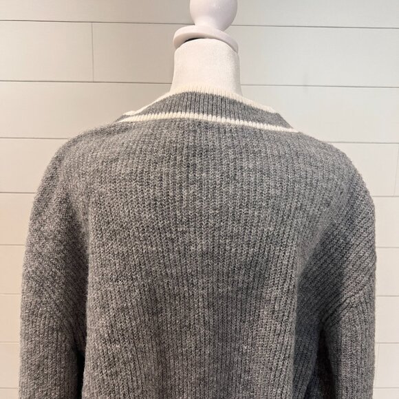 a new day Oversized Gray & White Cardigan Sweater Size M - Picture 6 of 8